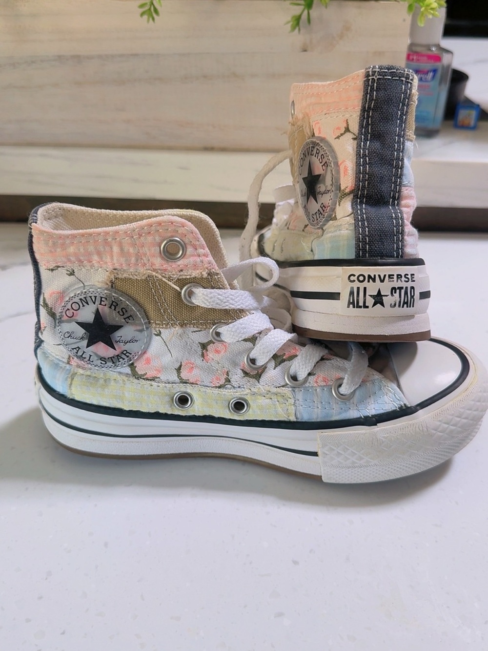 Converse High Top Picnic Patchwork Lifted Youth Sneaker Shoes Size 12